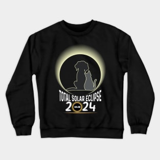 Solar Eclipse 2024 Shirt Total Eclipse April 8th 2024 Dog and cat Crewneck Sweatshirt